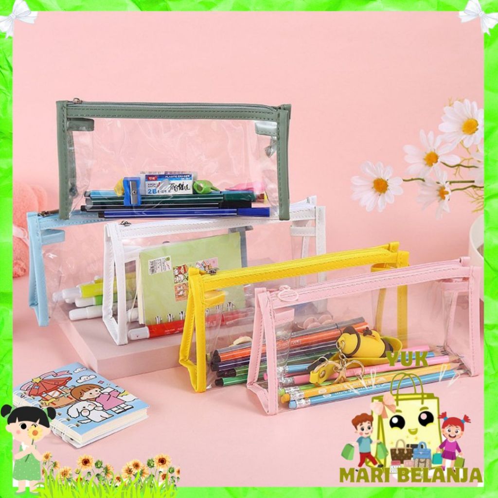 

YMB Kotak Pensil Transparan Multifungsi Minimalis Tempat Pensil Bening Kapasitas Besar Tas Penyimpanan Transparan Warna tas Makeup Mini Pouch Pencil Case Stationery Serbaguna Aesthetic