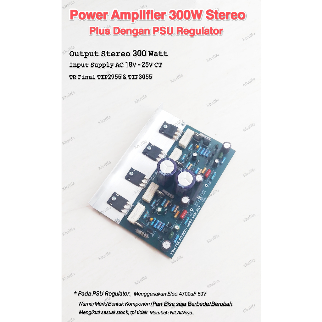 Kit Modul Driver Power Ampli OCL 300W Stereo Plus Dengan PSU Regulator DC 18V - 25V CT Module PA Amp