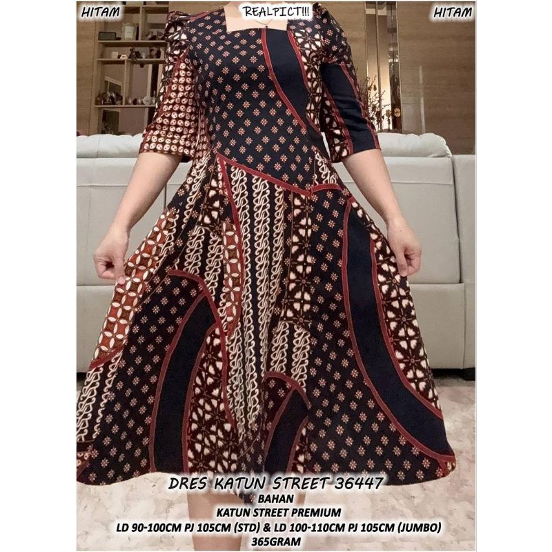 Gaun Casual Wanita DRES KATUN STREET 36447 JUMBO Panjang, Bahan Katun Street Premium - Terusan, Baju