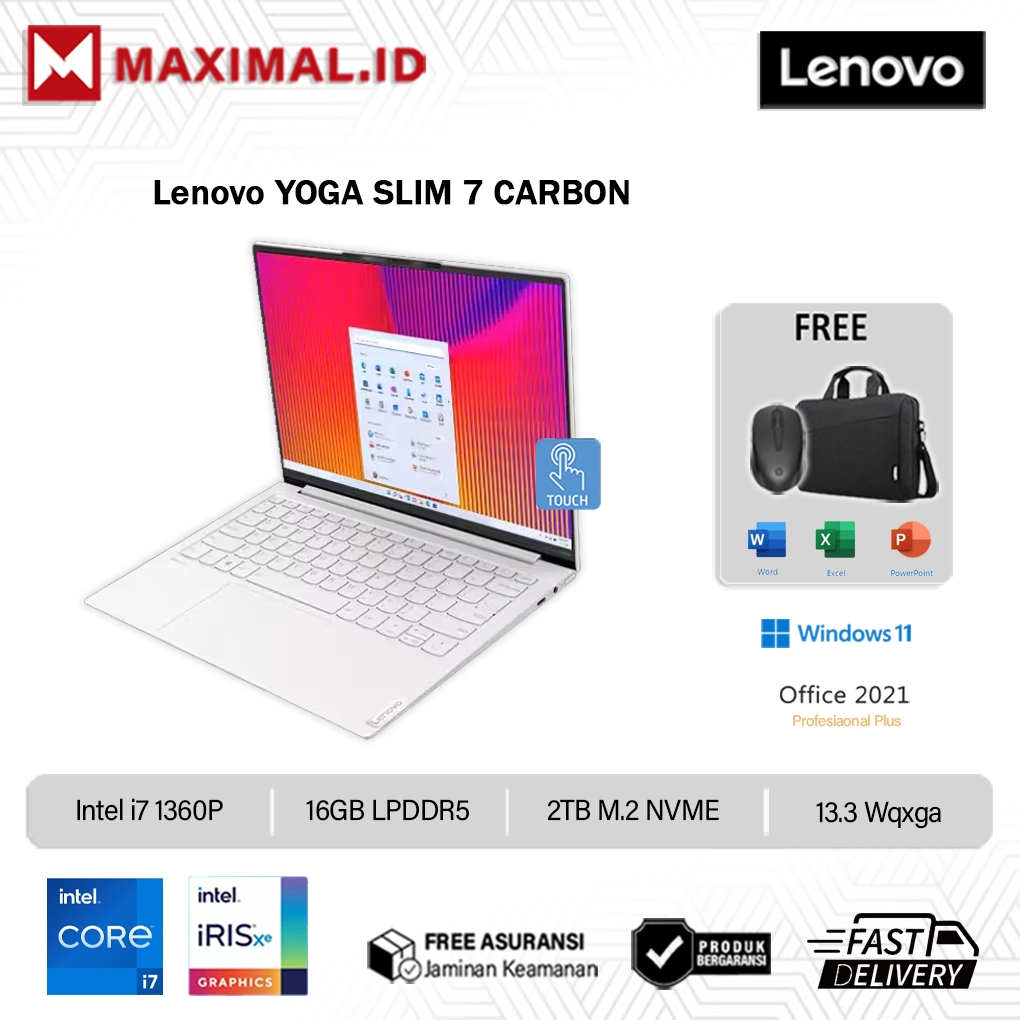 Laptop LENOVO YOGA SLIM 7 Carbon Intel i7 1360P Ram 16GB DDR5 1TB 13.3 WQXGA Windows 11 PRO