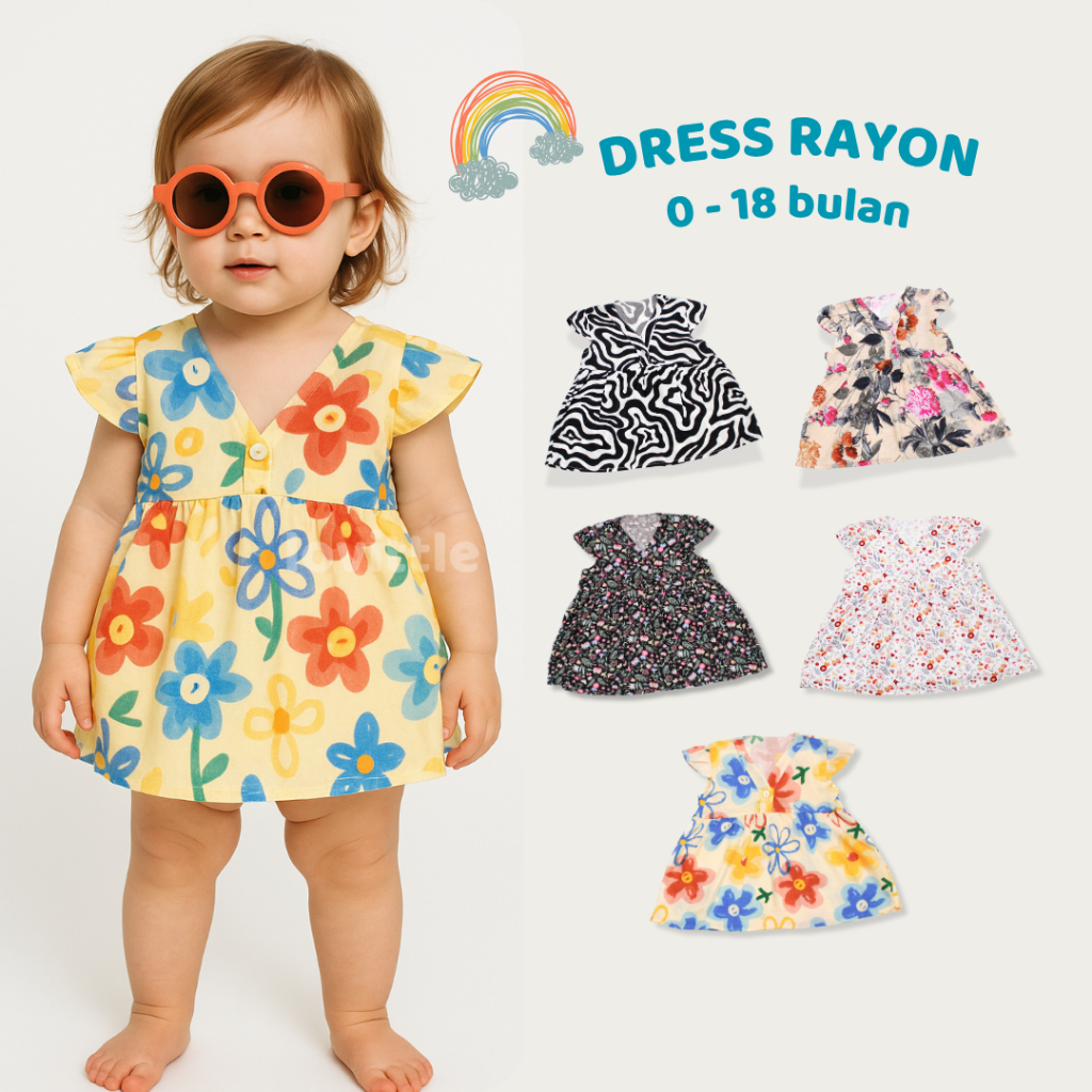 Dress Bayi Perempuan Rayon Daster Anak Perempuan Atasan Anak Perempuan Dress Kimono Anak - Lovittle