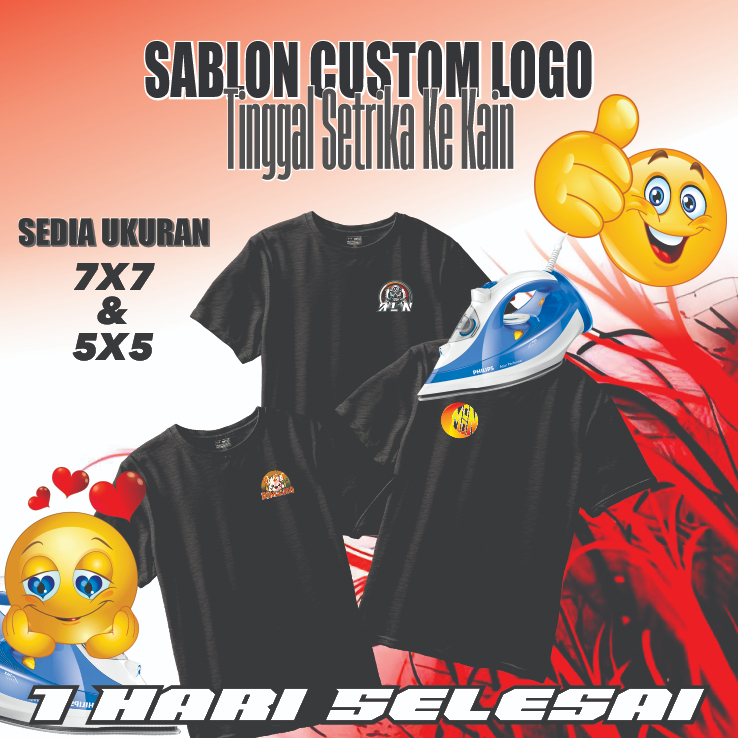 Sablon Logo Custom, Sablon Setrika Logo