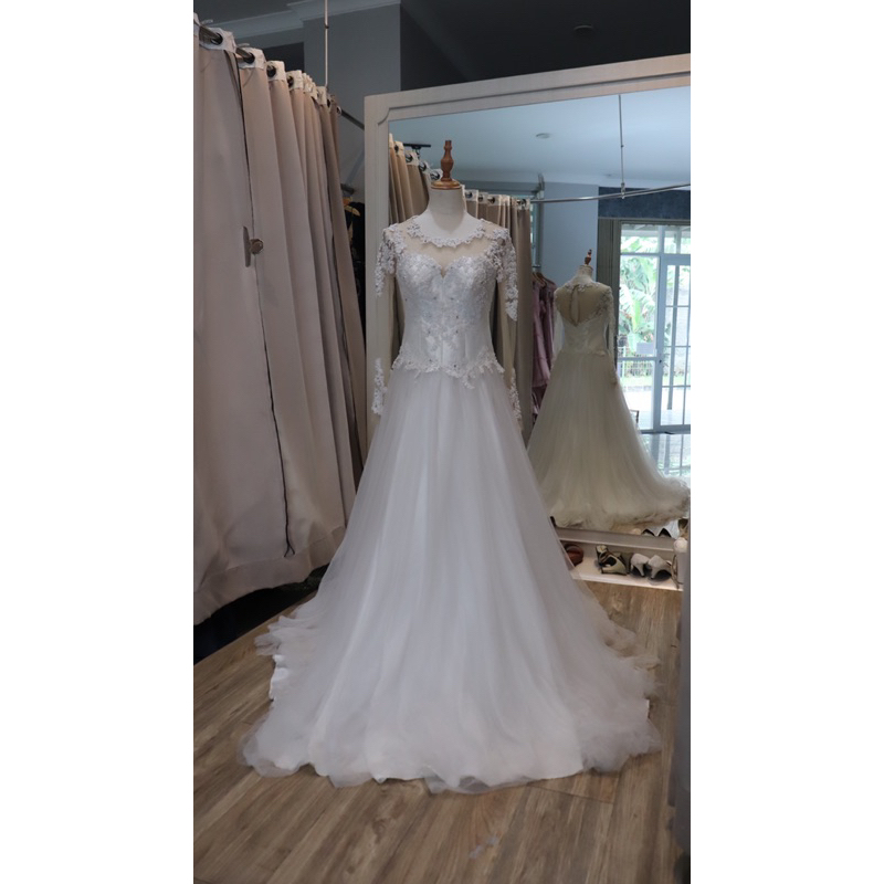 Wedding Dress Brukat Lengan Panjang Rok Tulle Kebaya Nikahan Kebaya Akad Pemberkatan Preloved Second