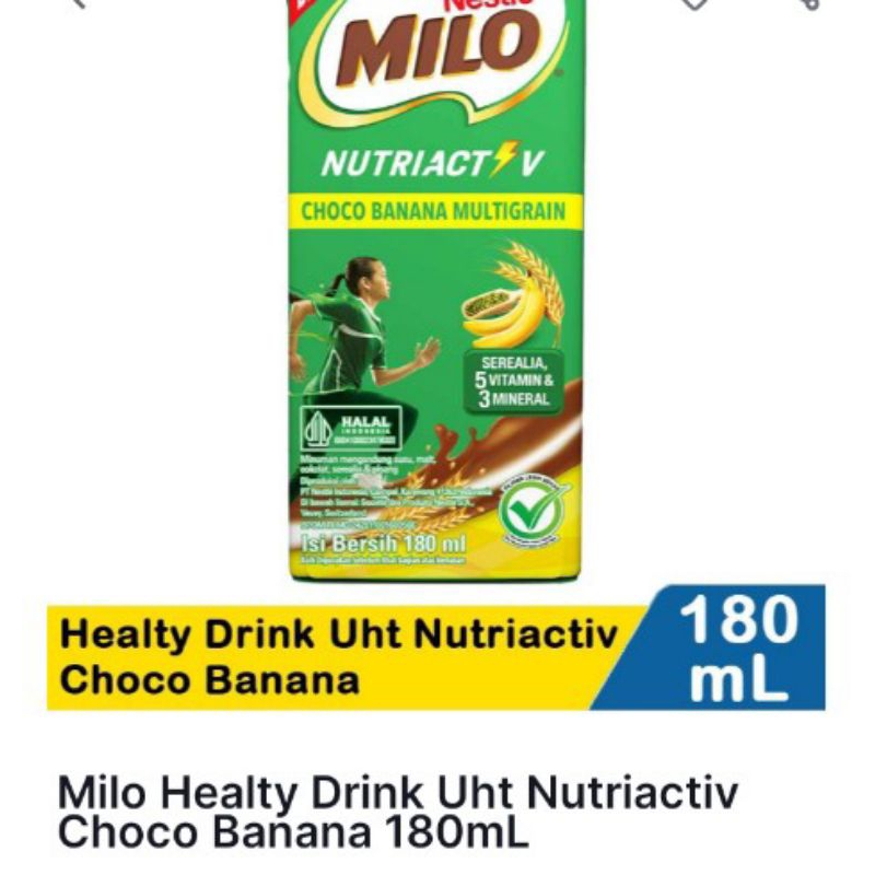 

milo healty drink nutriactive chocho banana 180ml