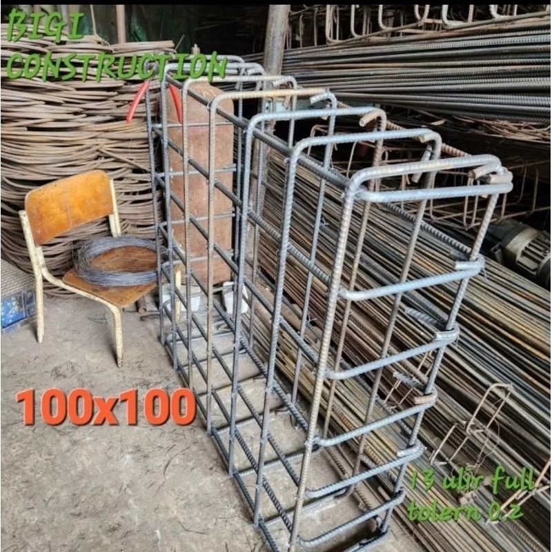 cakar ayam 100x100 besi 13 ulir full toleransi 0.2 besi beton tukang bangunan