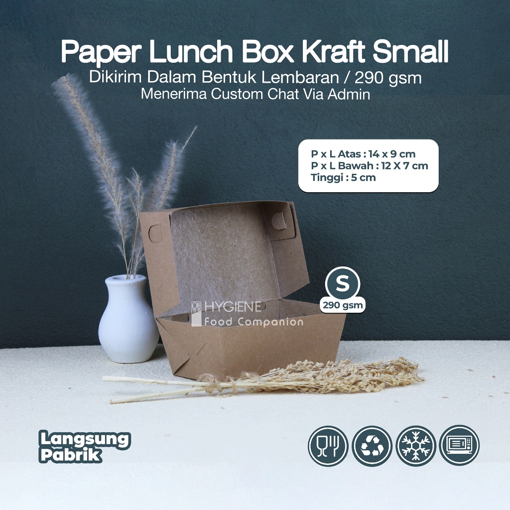 PAPER LUNCH BOX UKURAN SMALL / LUNCH BOX PAPER S TEBAL LAMINASI 290 GSM