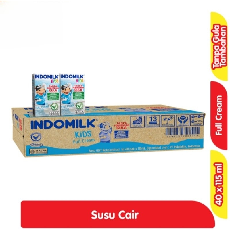 

Indomilk Kids Susu UHT Full Cream Tanpa Tambahan Gula Kotak 40 x 115 ml