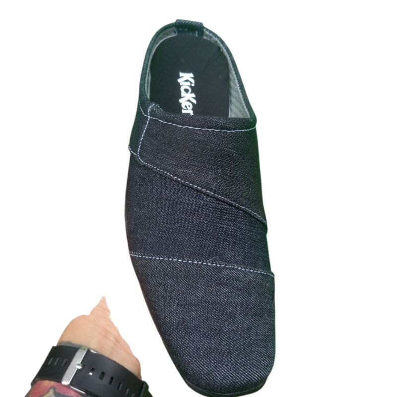 sepatu selop denim pria original casual