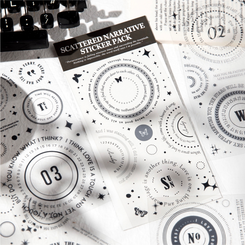 

6 Lembar Stiker PET Seri Narasi Fragmentaris (Kiss-Cut) Journal Diary Sticker Jurnal Scrapbook