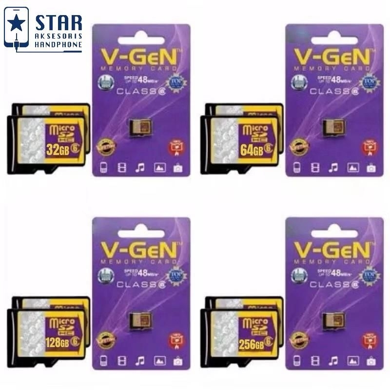 [ORIGINAL - CLASS 6] V-Gen Memory Card Class 6 – MicroSD 32GB 64GB 128GB | Kecepatan Tinggi VGEN MMC