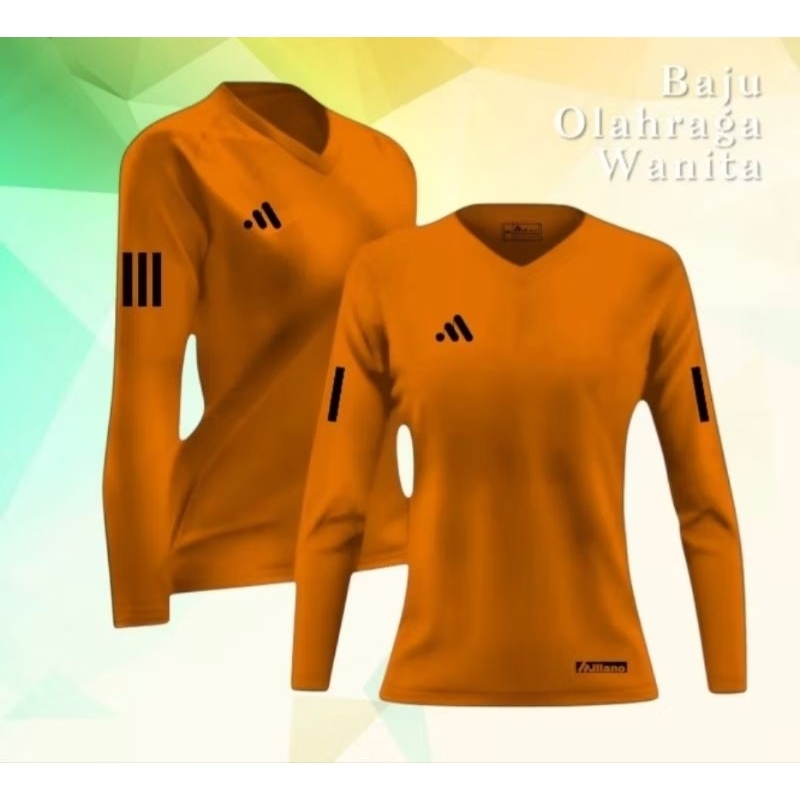 Baju Jersey Olahraga Senam Wanita Lengan Panjang