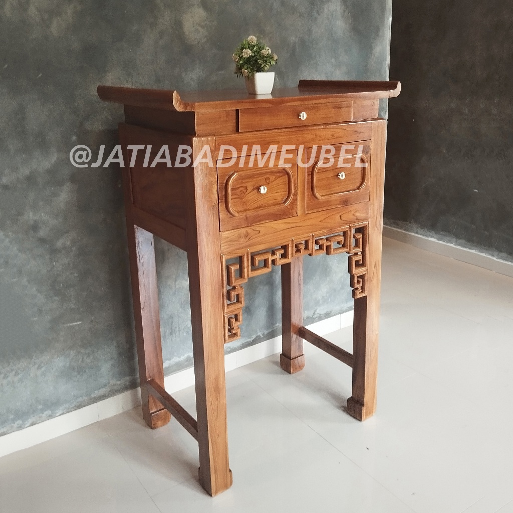Meja Sembahyang Meja Altar Meja Leluhur Dewa Minimalis Kayu Jati