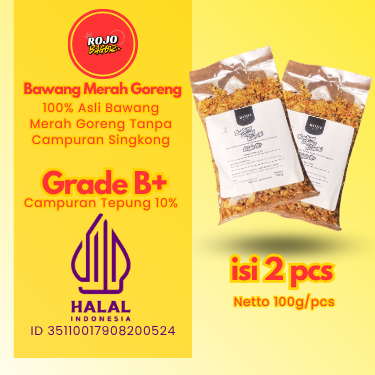 

BAWANG GORENG TERMURAH [ POUCH / 200 Gr ] Bawang Merah Goreng / Brambang Goreng, Grade B, Toples