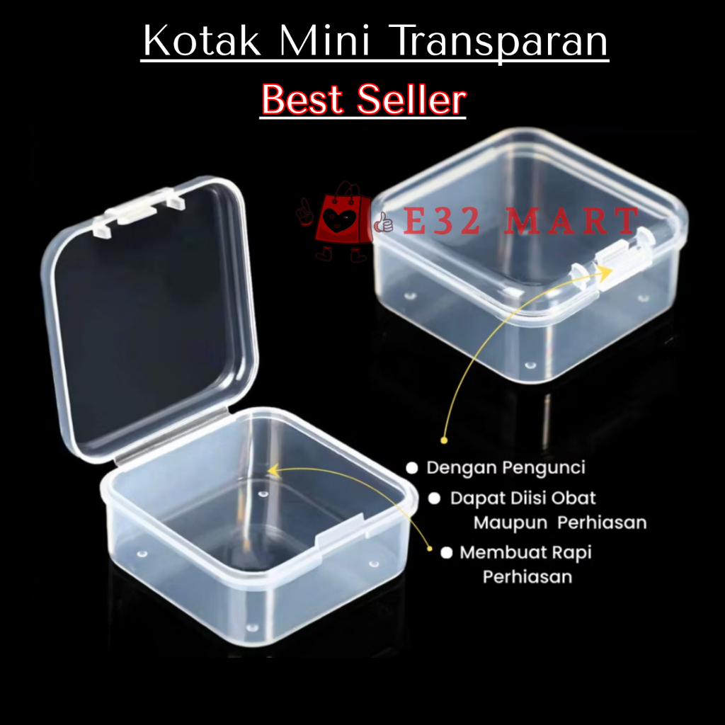 E32 - A15 Kotak Plastik Mini Serbaguna Tempat Penyimpanan Perhiasan Obat Bening / Kotak Mini / Box M