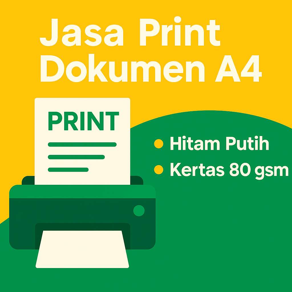 

Jasa Print Dokumen A4 & Cetak Buku – Kertas HVS A4 80 GSM | Warna & Hitam Putih