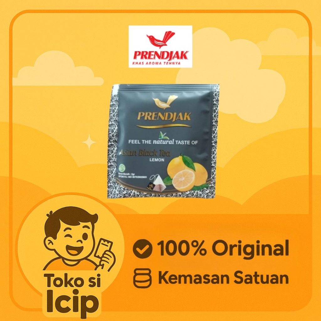 

[Sachet] Prendjak Asian Black Tea Lemon 2gr Teh Hitam Celup Eceran 100% Original BPOM