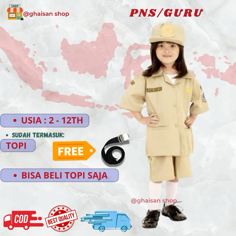 baju pns anak perempuan seragam ans anak pakain profesi guru anak
