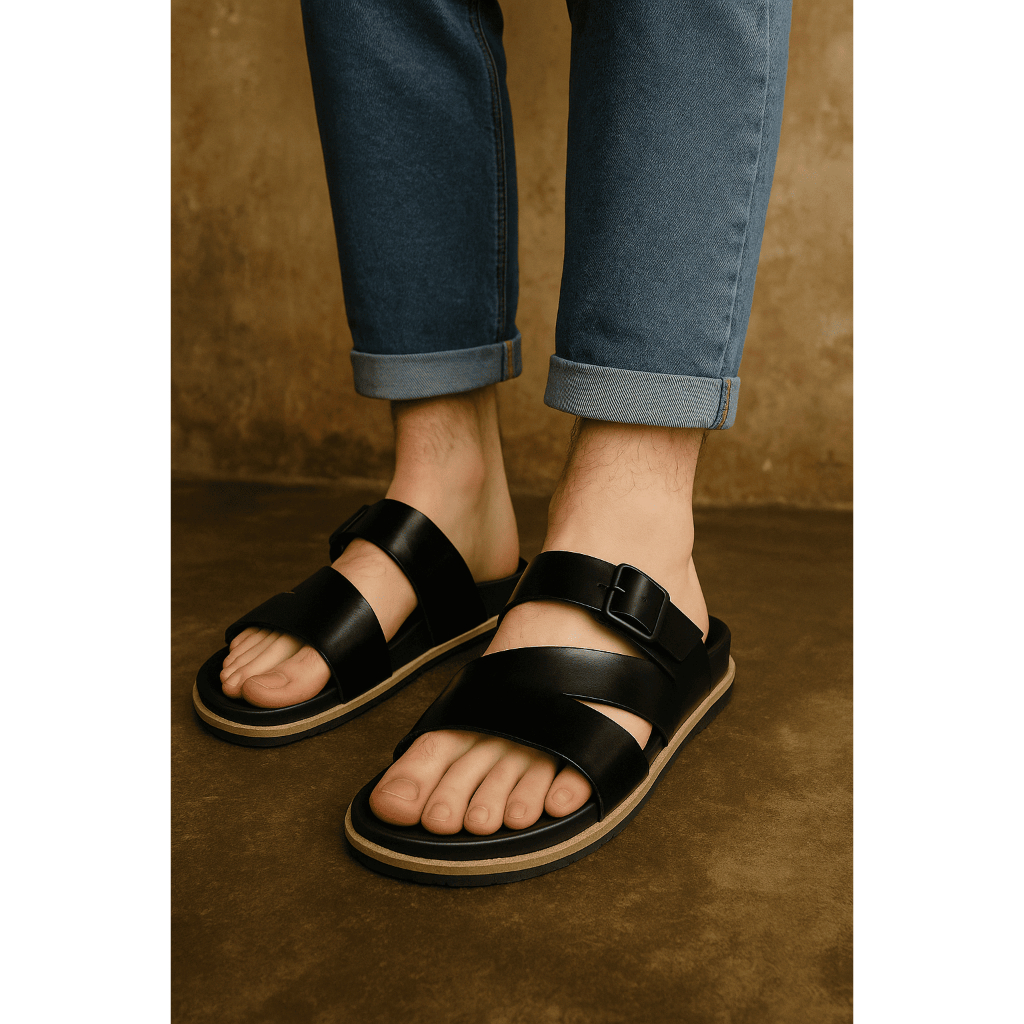 Sandal pria wanita unisex - Sandal kulit asli 100%