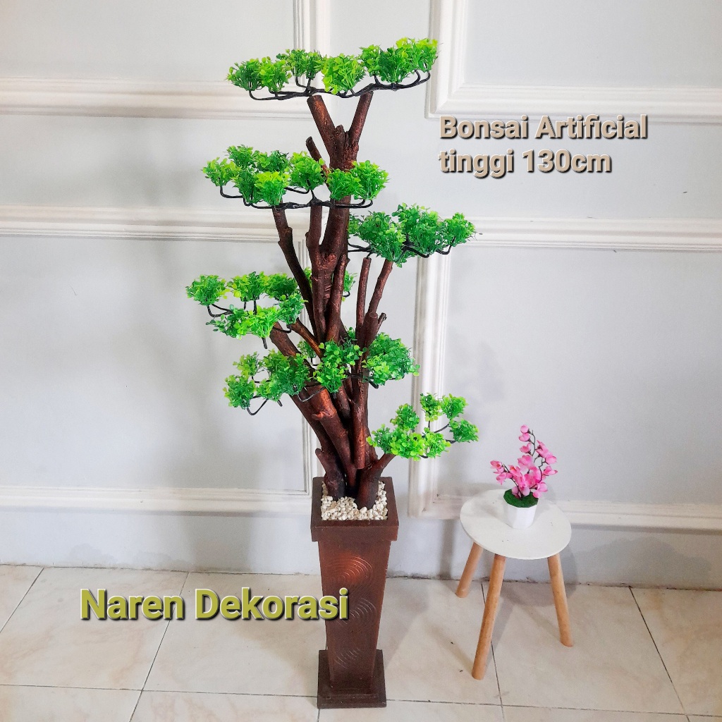 NAREN DEKORASI | Tanaman Bonsai Artificial Daun Rimbun | Pohon Bonsai Plastik | Bunga Sudut Ruang | 