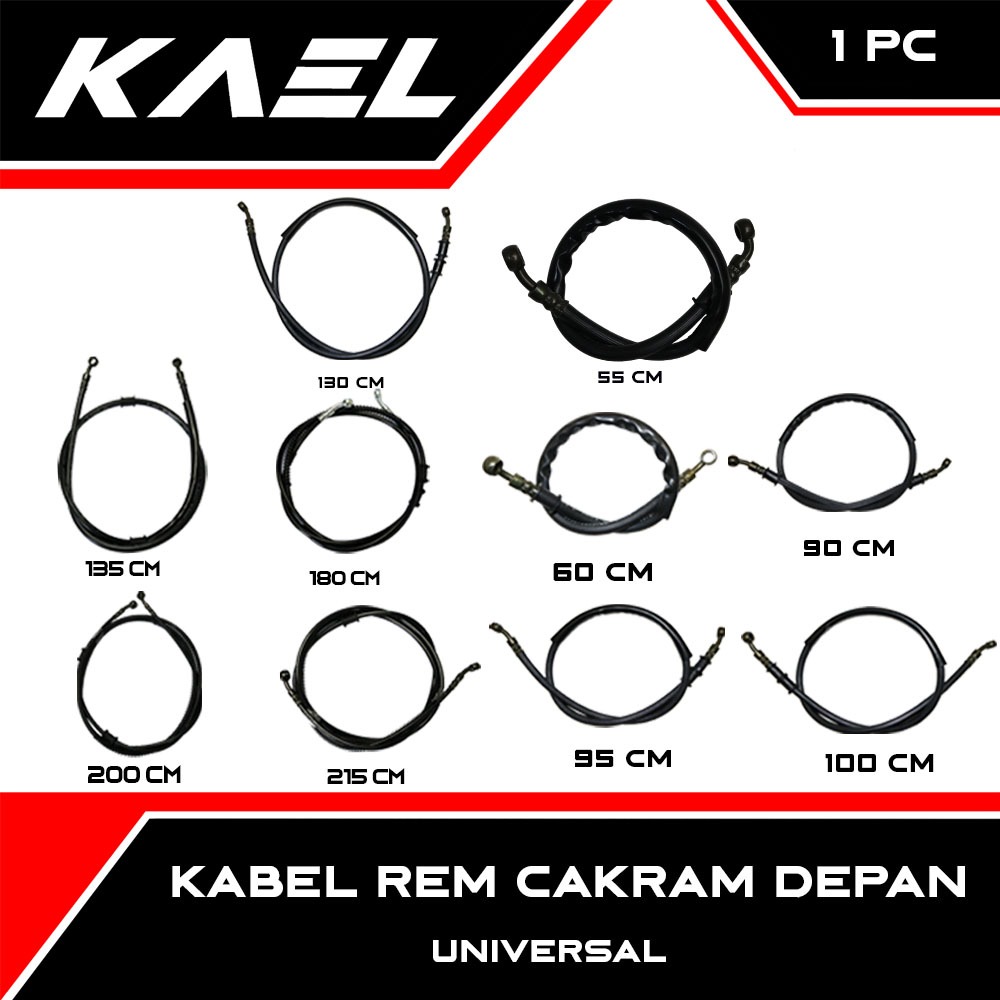 Kabel Rem Cakram Depan 60 90 95 100 130 Cm Universal Untuk Semua Jenis Motor Slang Selang Hitam 60cm