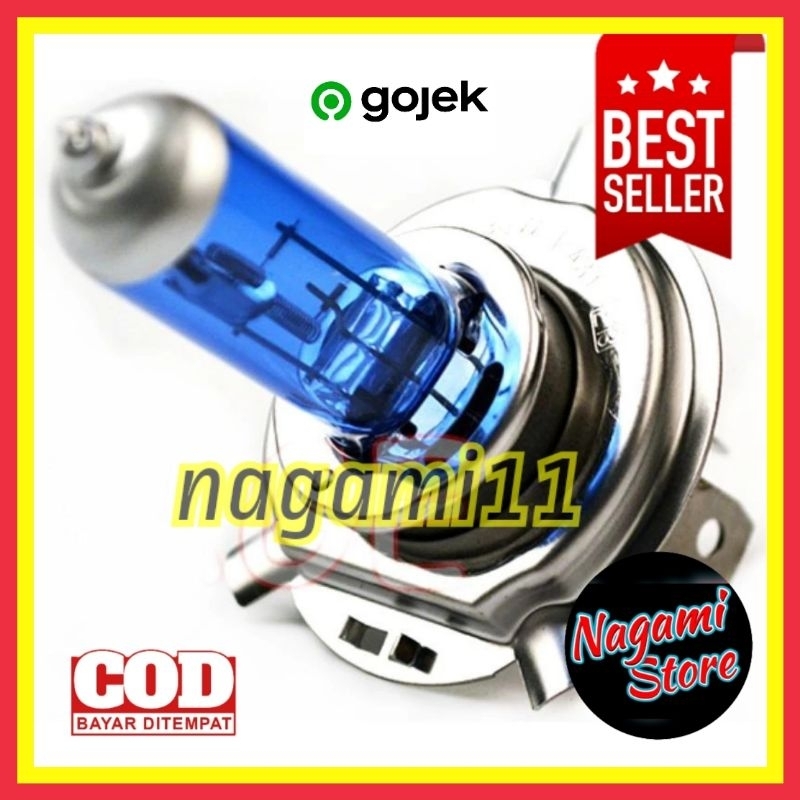 Lampu Mobil H4 Halogen Xenon 4000k Warm White 100/90w 12v Lampu depan mobil halogen bulb bohlam halo