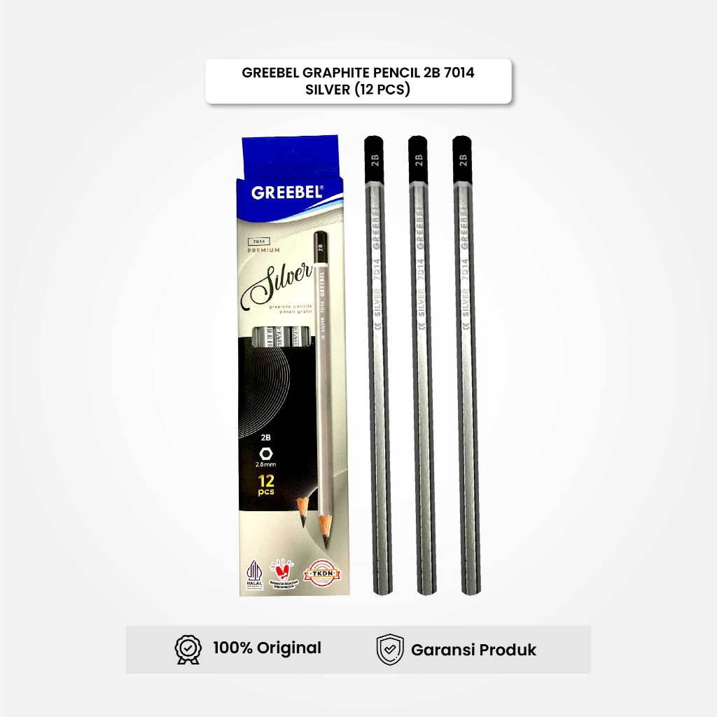 

GREEBEL Pensil Kayu 2B 7014 Silver (12PCS/SET) / Pensil Tulis Pensil Ujian Sekolah Pensil Karakter