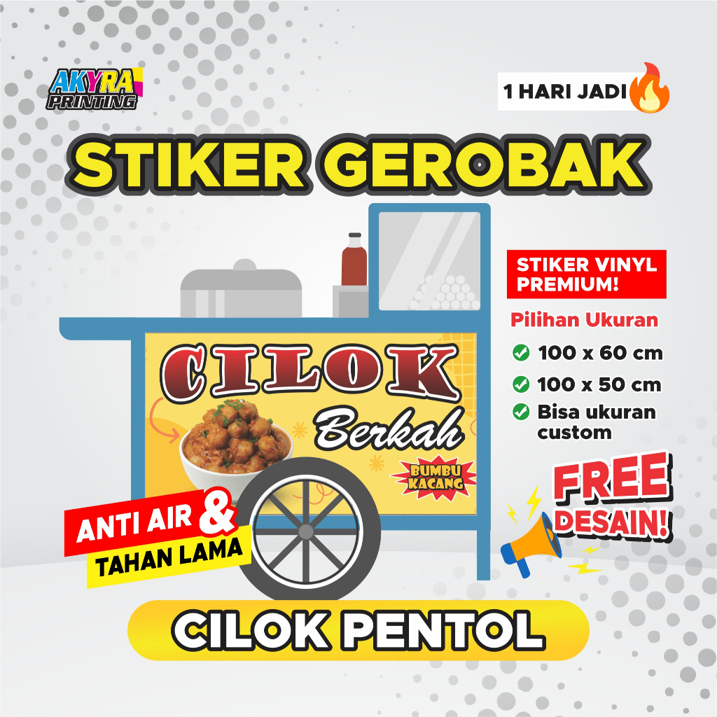 

Stiker Gerobak Cilok, Bakso Ikan, Pentol | Free Desain COD | Stiker Vinyl
