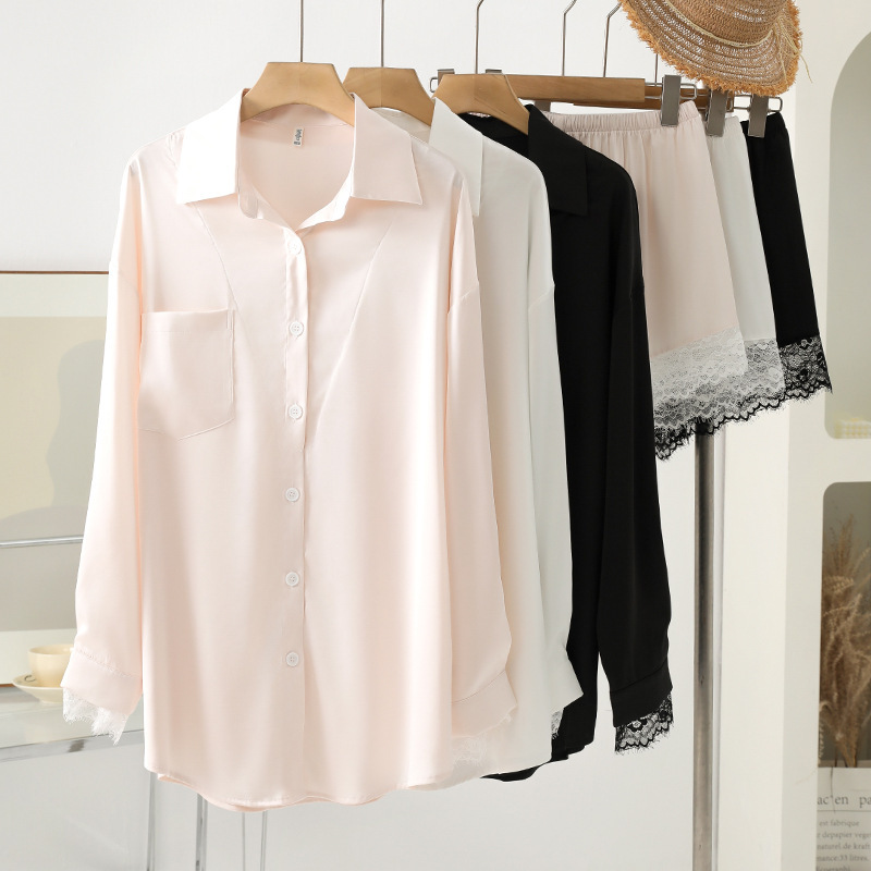 Set Kemeja Piyama Wanita Diane Sally Sexy Casual | baju tidur celana pendek satin sutra lembut