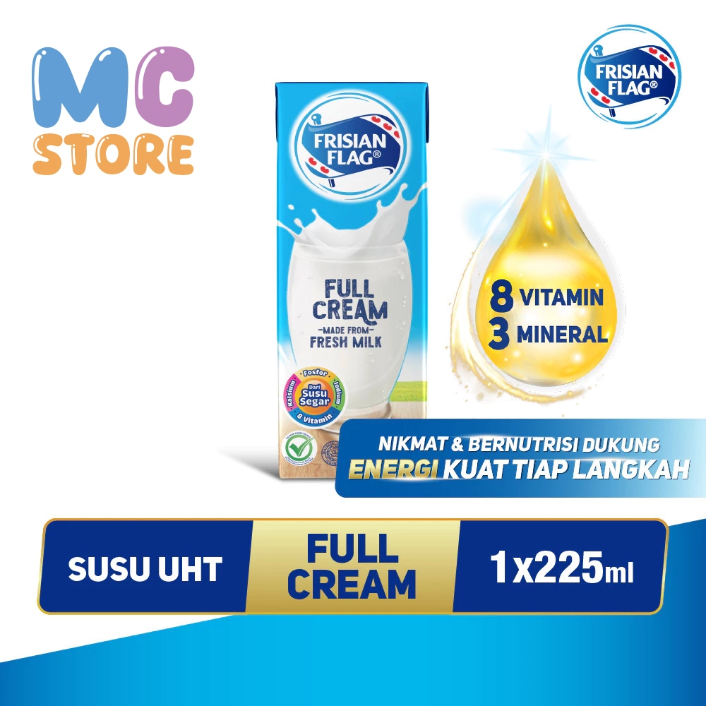 Frisian Flag Susu Uht Full Cream 225ml - 1 Pcs / Frisian Flag Full Cream