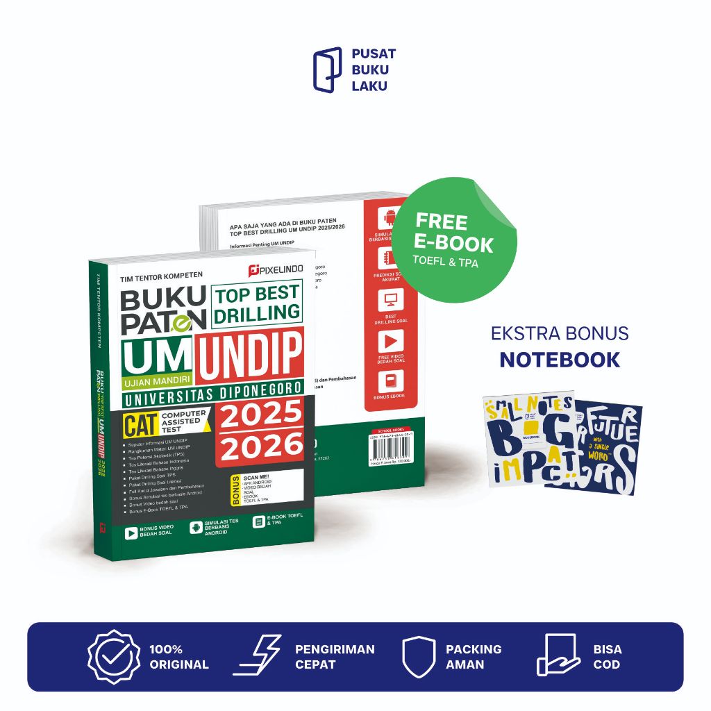 BUKU PATEN UM UNDIP 2025/2026 - [BONUS VIDEO BEDAH SOAL] - PUSAT BUKU LAKU
