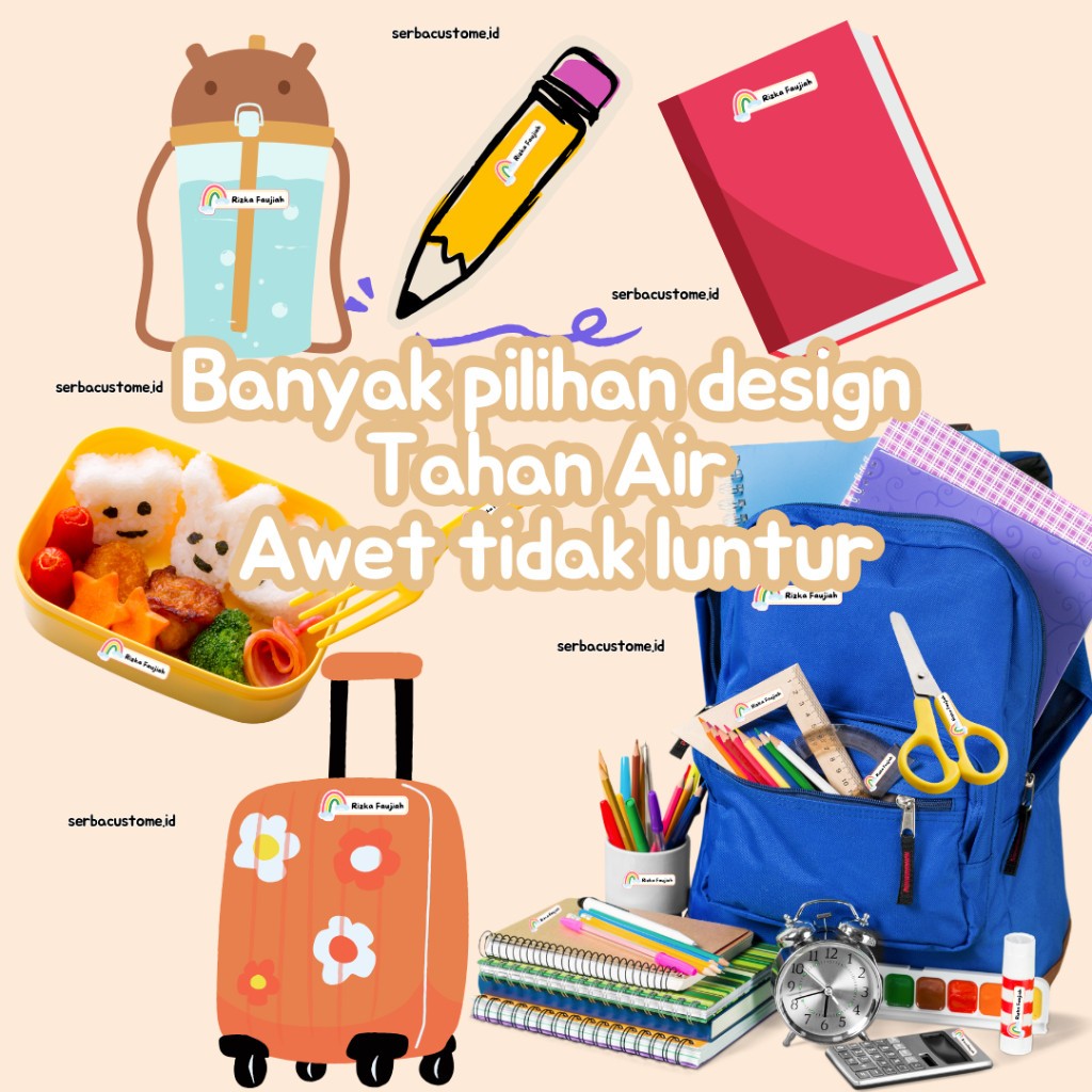 

ISI 45 PCS CUSTOM STIKER LABEL NAMA UNTUK DI BARANG / STIKER vinyl / Waterproof / Laminasi / DIECUTT