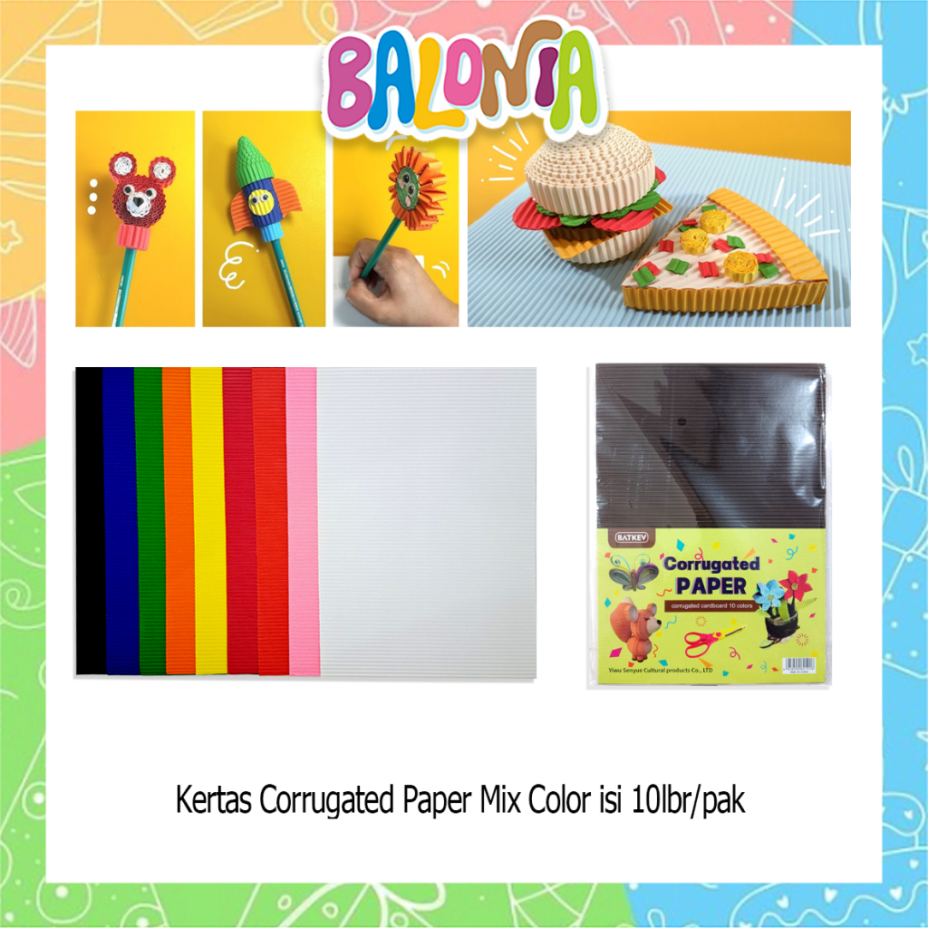 

(1Pak isi 10lembar) Kertas Corrugated Paper Mix Color, kertas gelombang, Art Paper DIY Handcraft Paper