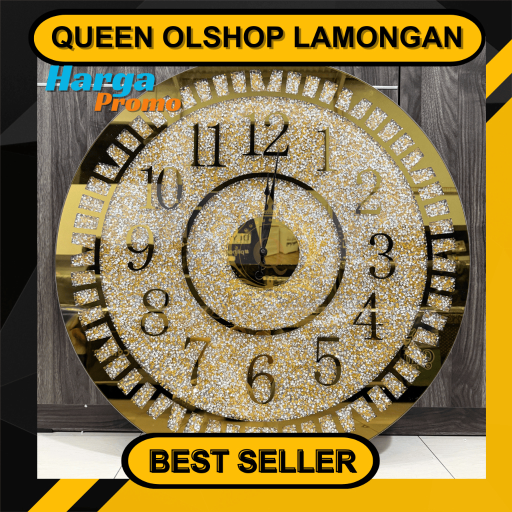 Jam Dinding Besar Kaca Kristal Jumbo Import Mewah
