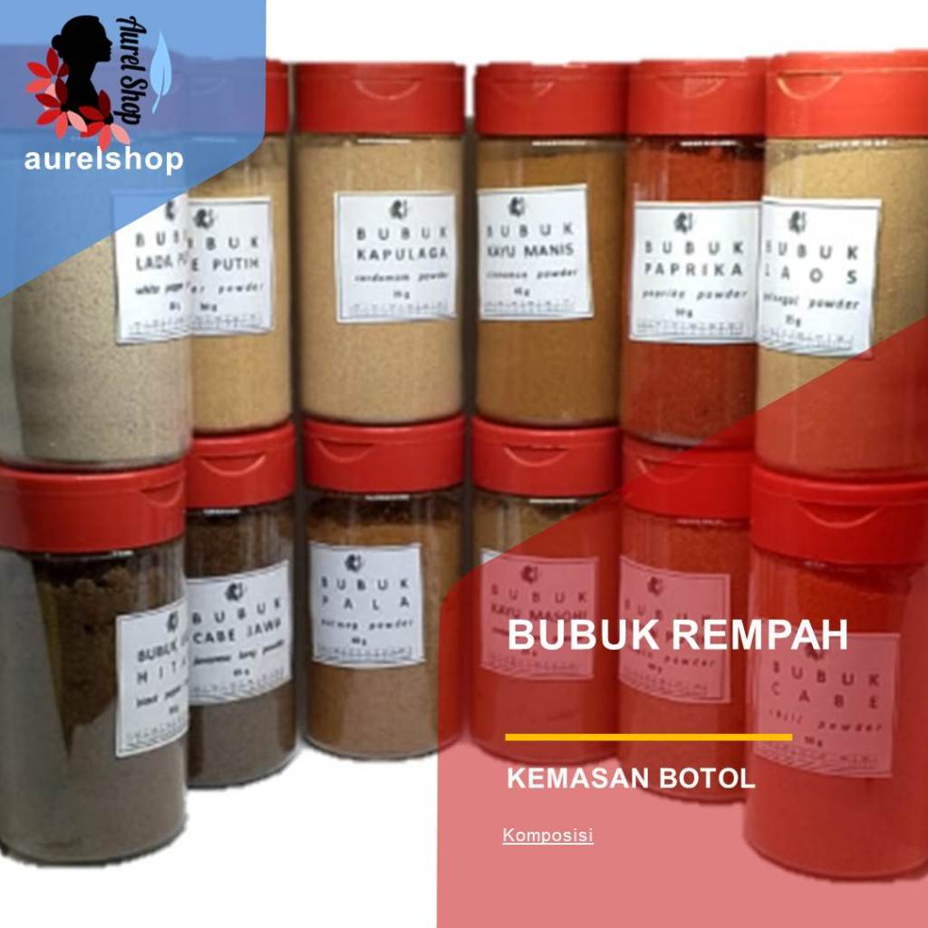 

Bumbu Dapur Rempah Biji/ Daun/ Bubuk kemasan Botol Pala/ Cabe Jawa/ Paprika/ Jahe Putih / Jintan Putih/ Kapulaga Putih/ Kayu Manis/ Lada Hitam/ Lada Putih/ Laos/ Masohi/ Temulawak/ Chiaseeds/ Ketumbar/ Parsley/ Thyme
