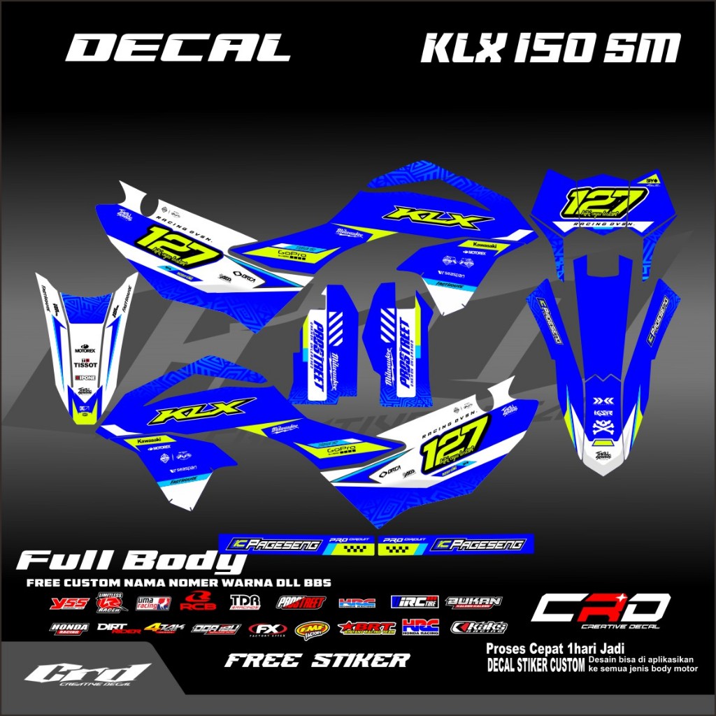 Stiker Decal KLX 150 SM Full Body Terbaru 2023 Stiker KLX SM Stiker Kawasaki Klx 150sm