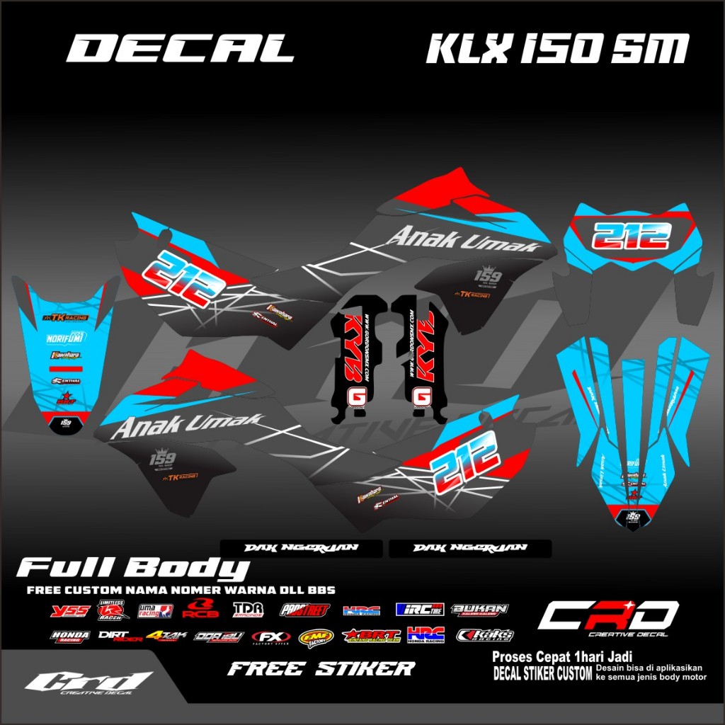 Stiker Decal KLX 150 SM Full Body Terbaru 2023 Stiker KLX SM Stiker Kawasaki Klx 150sm