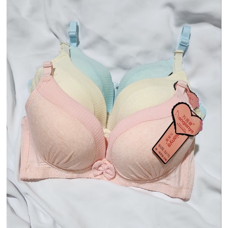 Obral Bra Wanita Tanpa Kawat Cup A to B Busa Tipis Size 32-38 Kait 3 Bahan Katun bh 679