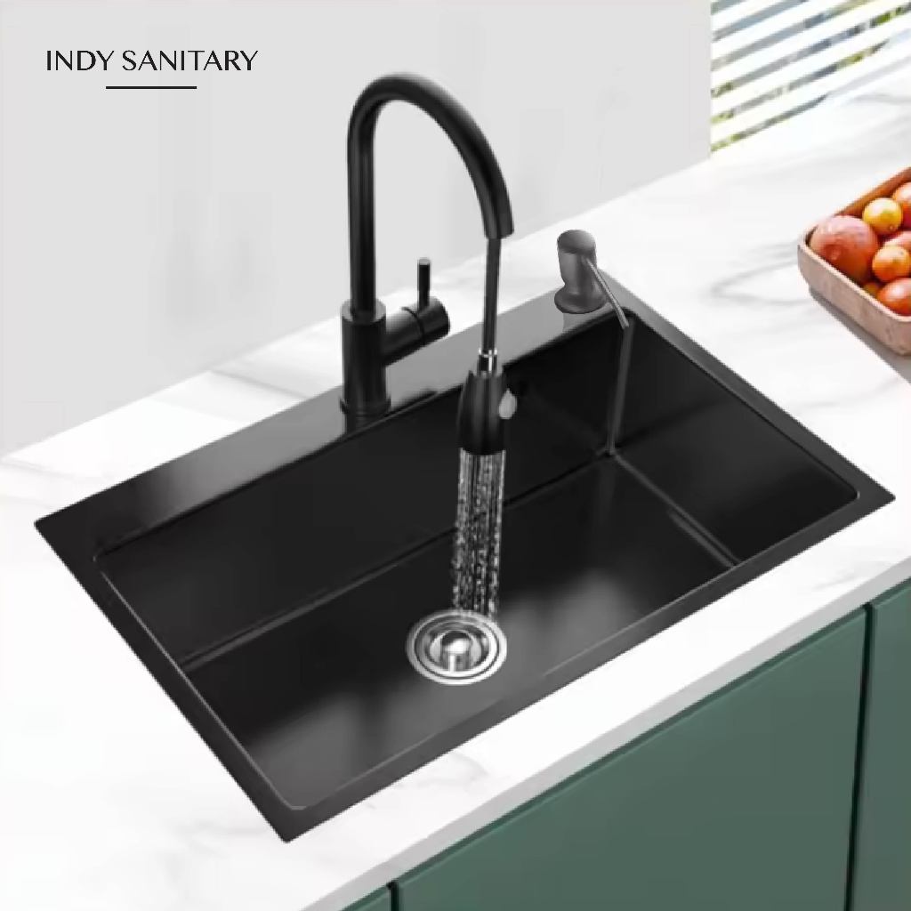Indy Sanitary - Tempat Cuci Piring Stainless Steel 304 Paket Kran Pantry  Kitchen Sink Restoran Wast