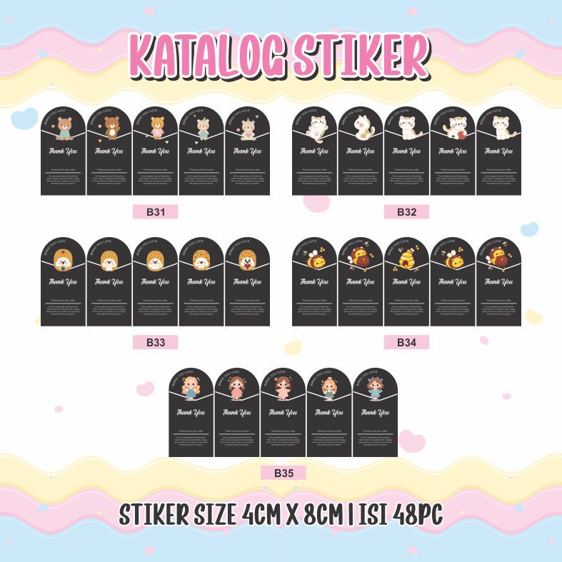 

[ 48 PCS ] STIKER THANK YOU - STIKER LABEL OPEN ME - JUST FOR YOU - STIKER KEMASAN - B31 - B40