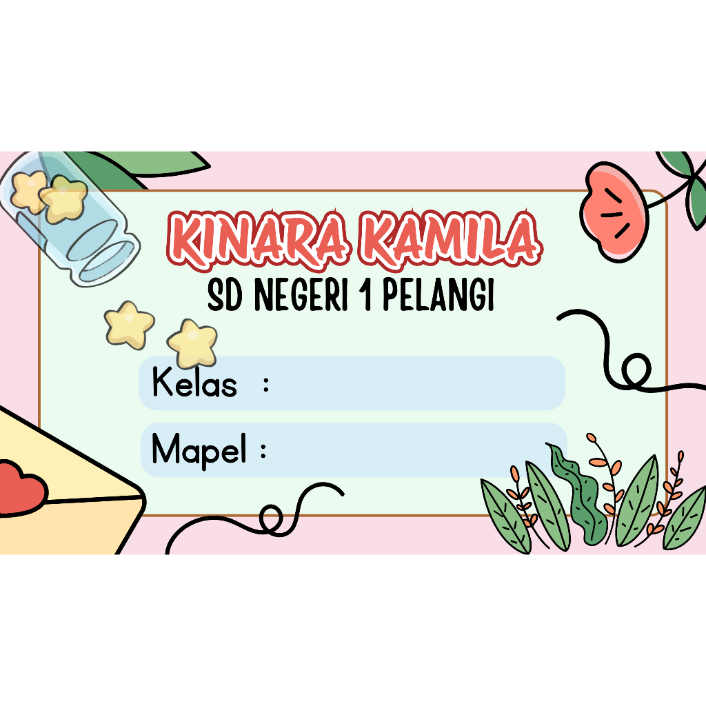 

STIKER/LABEL NAMA BUKU PELAJARAN, BUKU TULIS ANAK PEREMPUAN PART 2