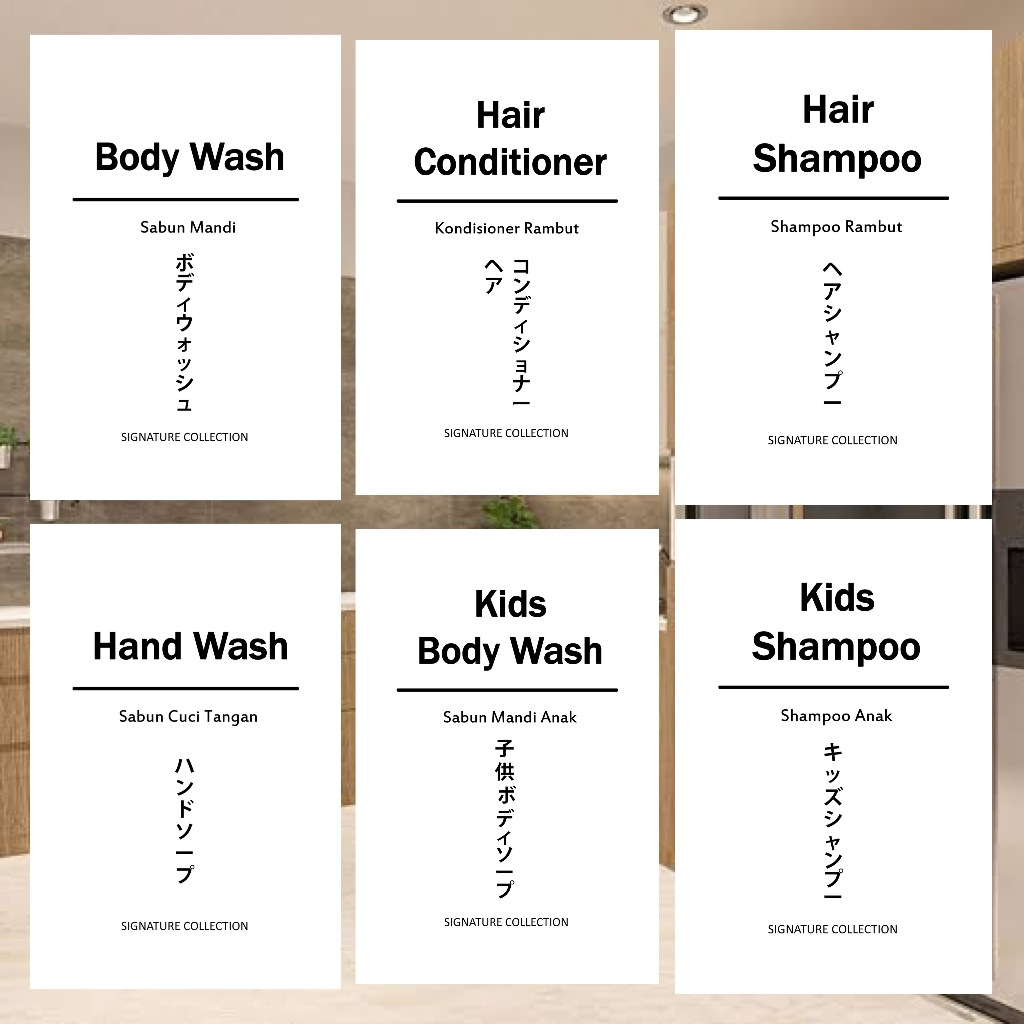 

6x9cm Sticker Vinly Waterproof Stiker Label Botol Sabun Mandi Shampoo Sanitizer Tulisan Estetik