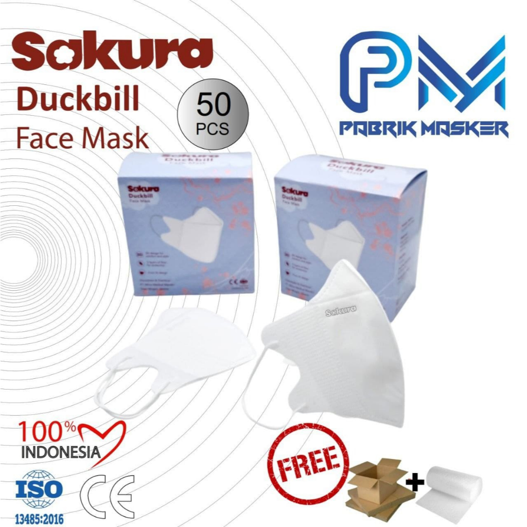 Masker Duckbill SAKURA 3ply isi 50 Pcs KEMENKES by SEVEN
