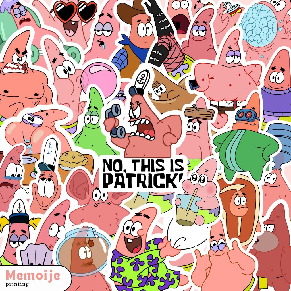 

(50+ PCS) Stiker Patrick Star Vinyl Waterproof – Sticker Lucu untuk Laptop, Helm, HP, Motor