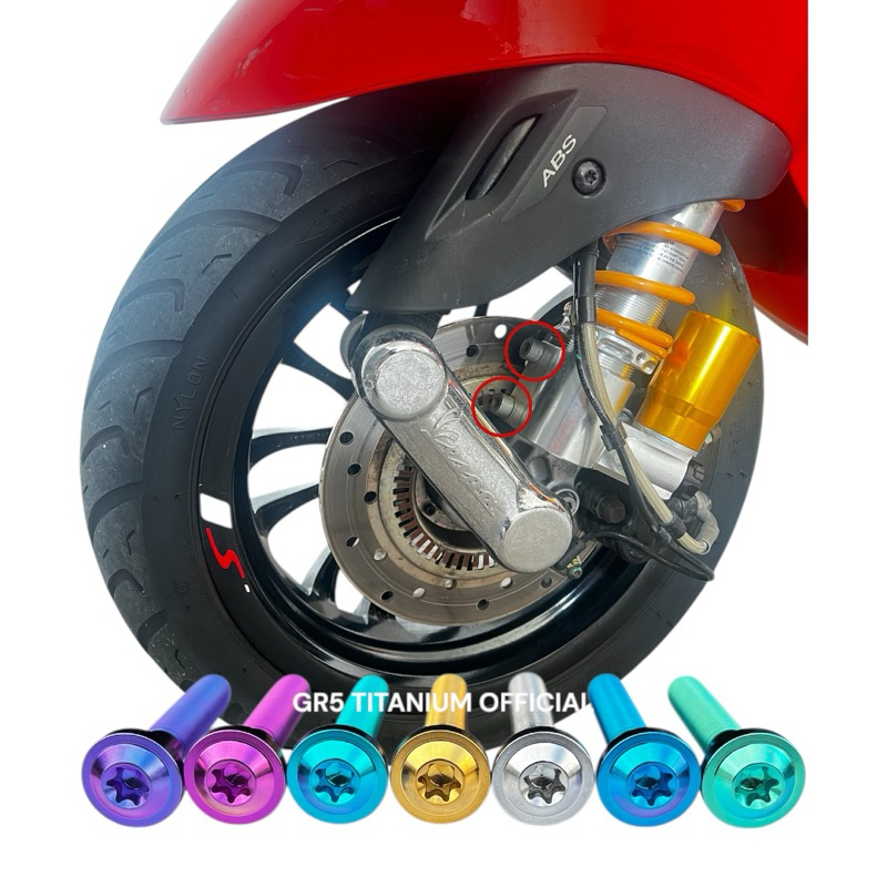 GR5 Titanium - Baut Titanium Shock Depan Vespa Matic SET 2 Pcs