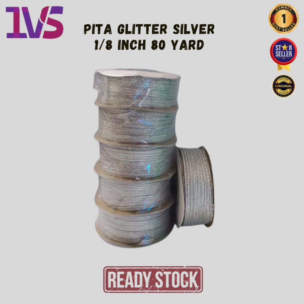 

Pita Glitter Silver 1/8 Inch 80 Yard Premium Product (Per 1 Rol)