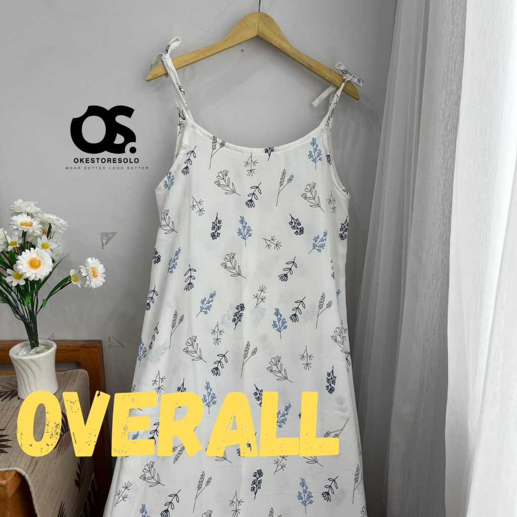 OVERALL DRESS MOTIF / OVERALL DRESS MOTIF FLORAL OVERSIZE KOREAN STYLE / WANITA OVERAL DRESS MOTIF