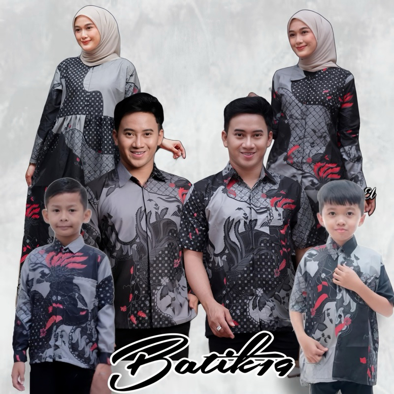TERBARU Couple Sweet ||Batik Couple Ayah Ibu Dan Batik Anak Laki Laki/Tunik Batik Modern Seragaman K
