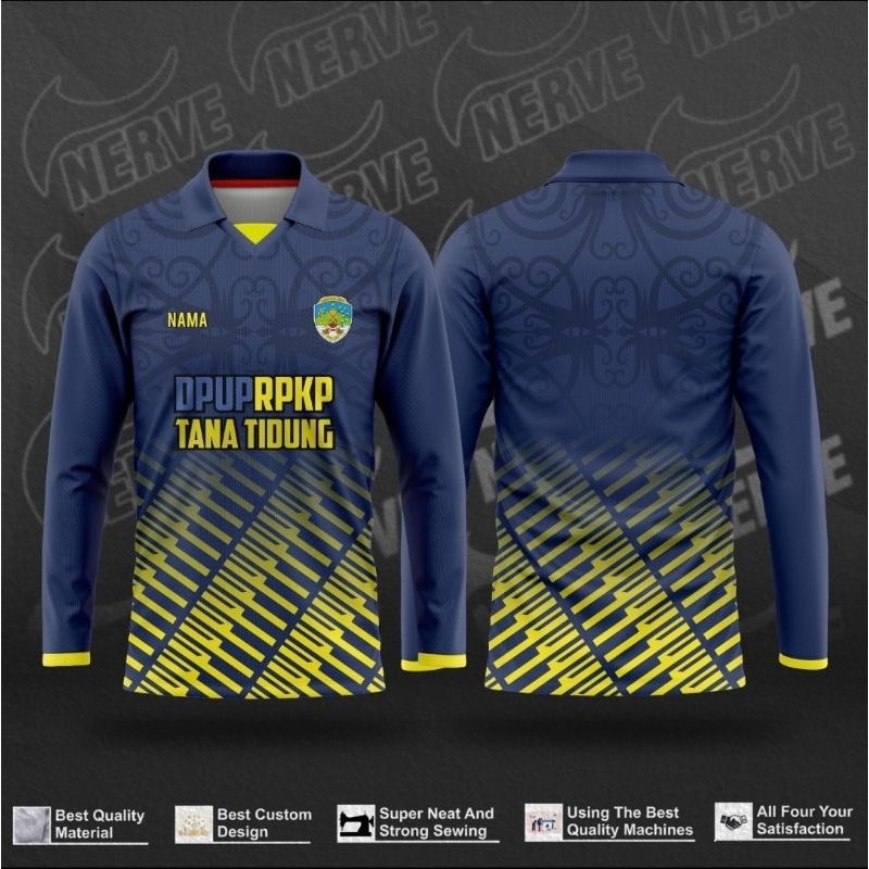 Jersey lengan panjang berkerah