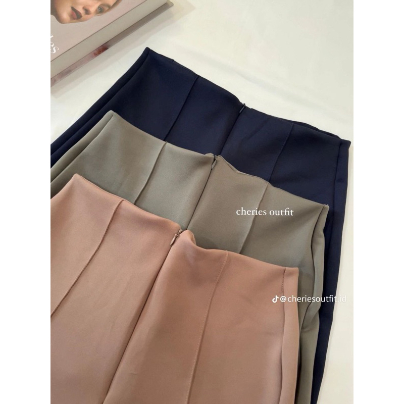 ARRIES Kulot Scuba Premium Celana Kulot Formal Wanita Resleting Depan Kekinian