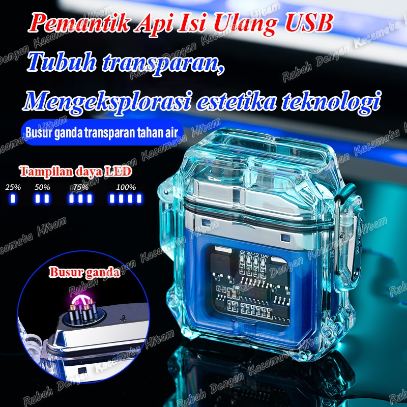 Electronic pulse lighter outdoor anti angin dan air double arc pemantik rokok/khusus tahan air USB p